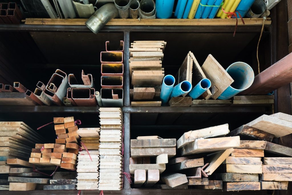 construction materials inside the warehouse